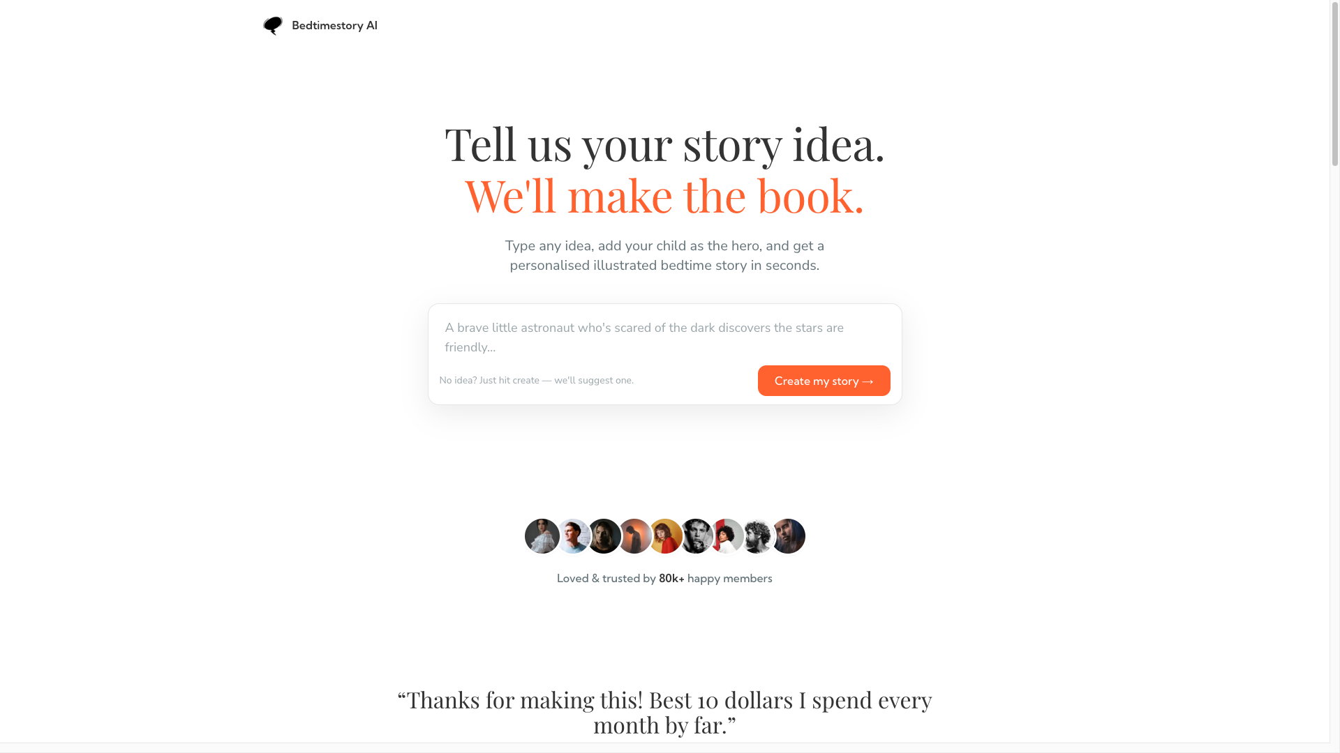 Bedtimestory.ai screenshot