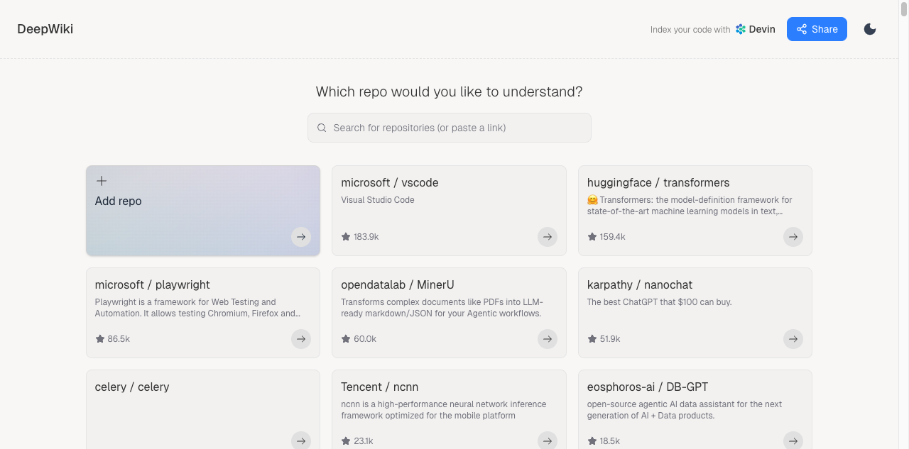 DeepWiki screenshot