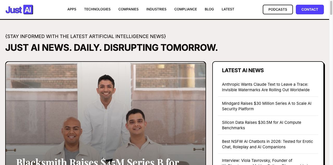 Just AI News screenshot