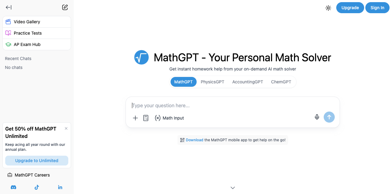 MathGPT screenshot