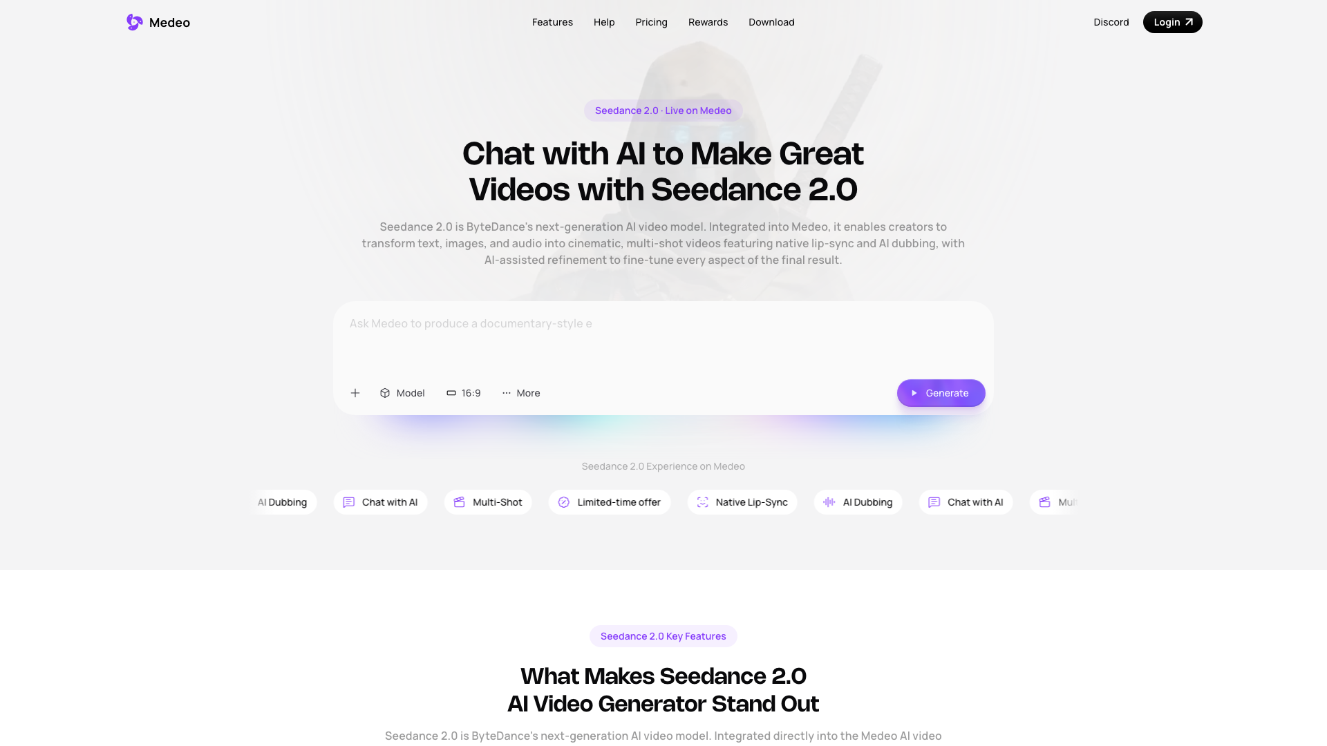 Medeo Seedance 2.0 screenshot