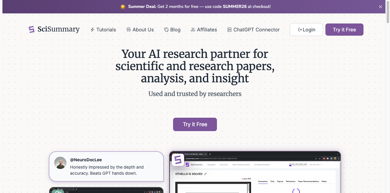 SciSummary screenshot