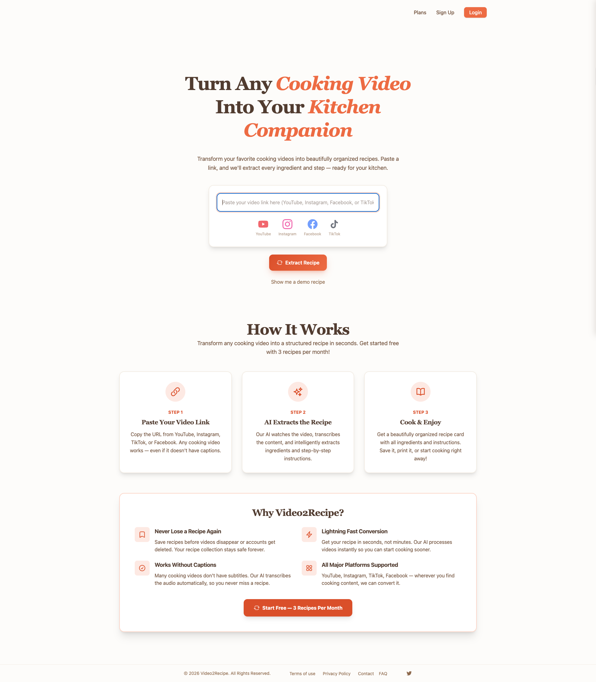 Video2Recipe screenshot